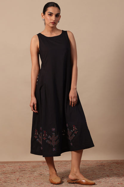 Solid Flared Pure Cotton Dress