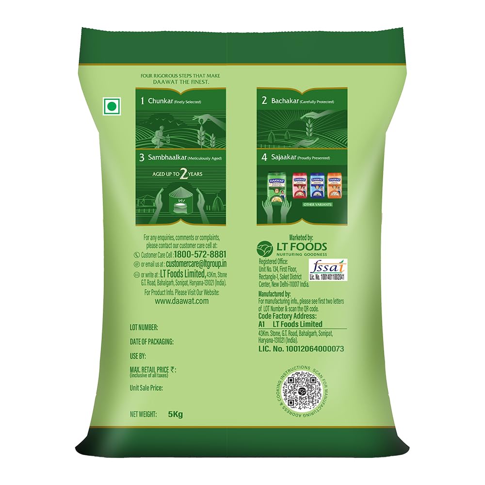5 Kg Daawat Biryani Basmati Rice | World s Longest Rice Grain expands 24mm* | Tasty, Non-sticky &amp; Rich Aroma |Naturally Aged - View 6