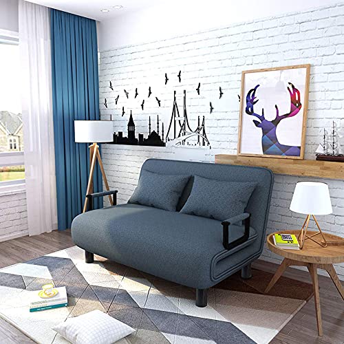 Royal Interiors 3 Seater Foldable Sofa with Cushion and Armrests | Compact Sleeper Couch for Small Spaces | Sleeper Sofa for Living Room, Bedroom | Convertible Tri-Fold Sofa Cum Bed (Blue)